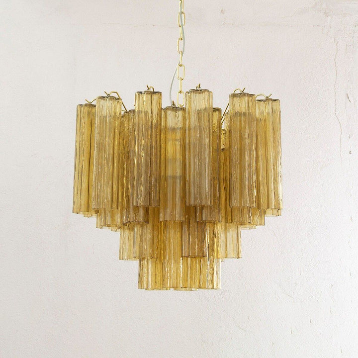Murano Tubes Chandelier 23" β Italy Murano Star Glass Art Deco Lamp