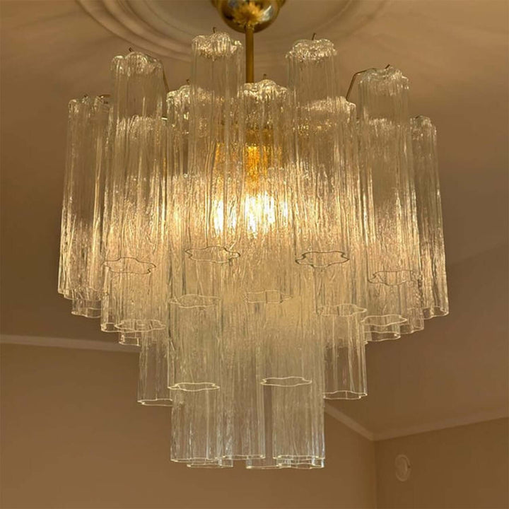 Murano Tubes Chandelier 23" β Italy Murano Star Glass Art Deco Lamp