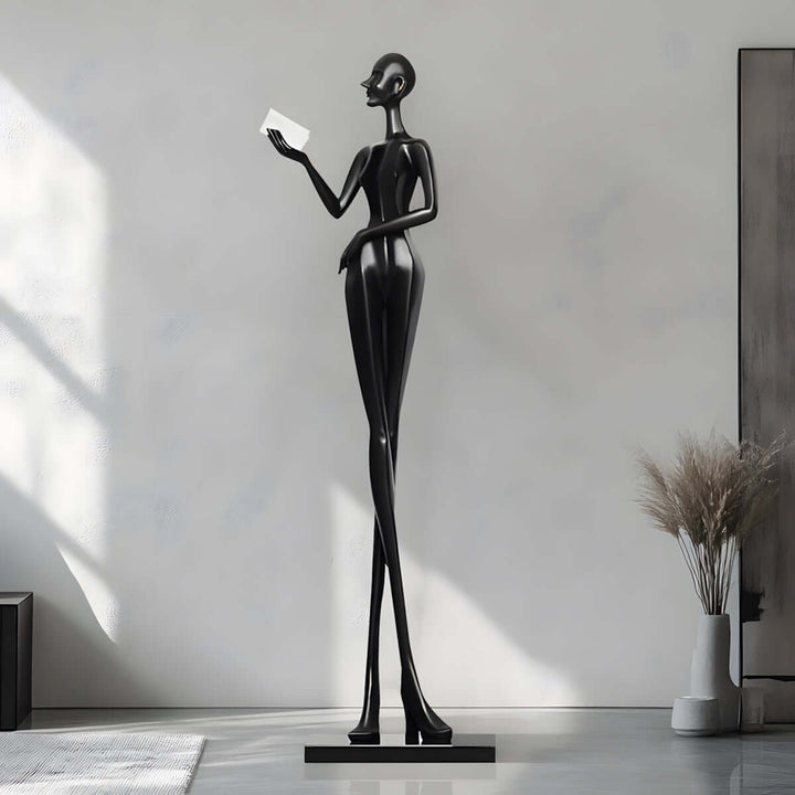 Elegant Muse Noir resin sculpture, a stylish decorative ornament ideal for living room Art Deco decor.