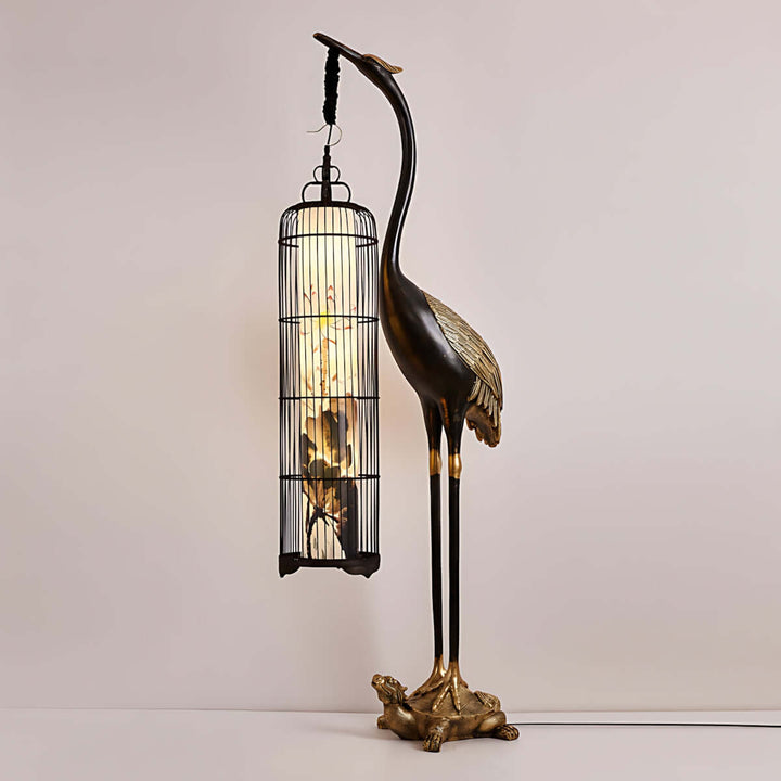 Noyari Stork Floor Lamp, an art deco sculptural floor lamp, perfect for retro living room lighting.