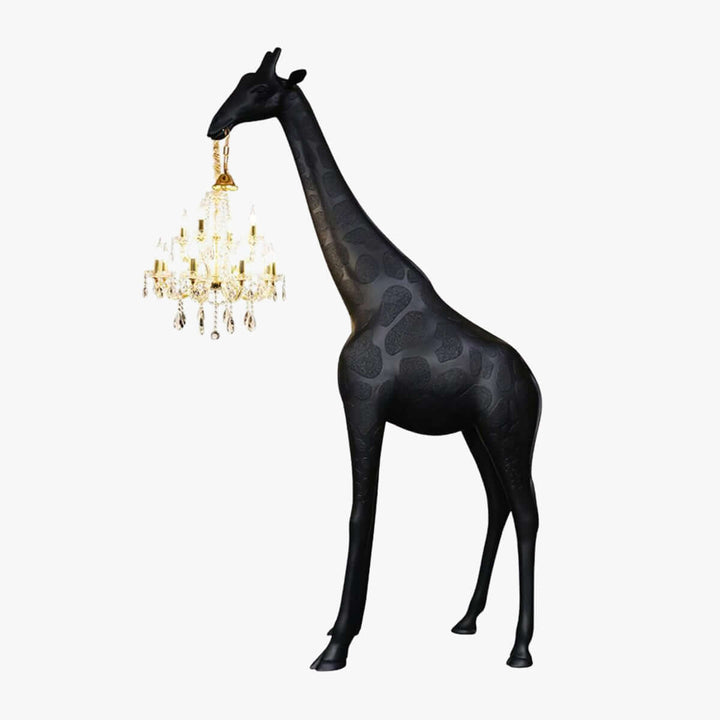 Nuvexa Giraffe Floor Lamp, sculptural art deco lamp with chandelier, stylish floor lighting for living room.