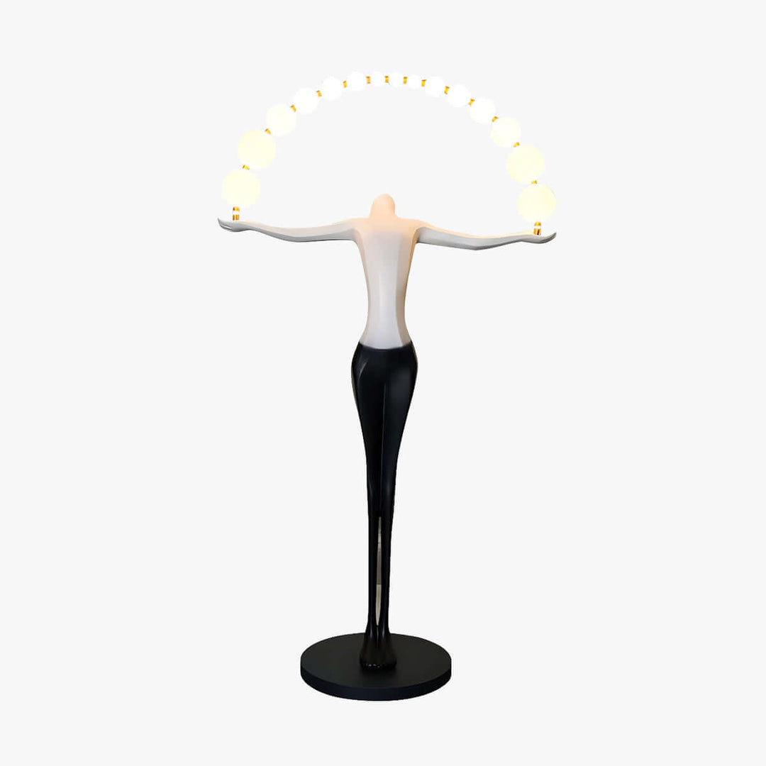 Olyvra sculptural floor lamp in art deco style, ideal floor lights for living room, elegant design with glowing orbs.