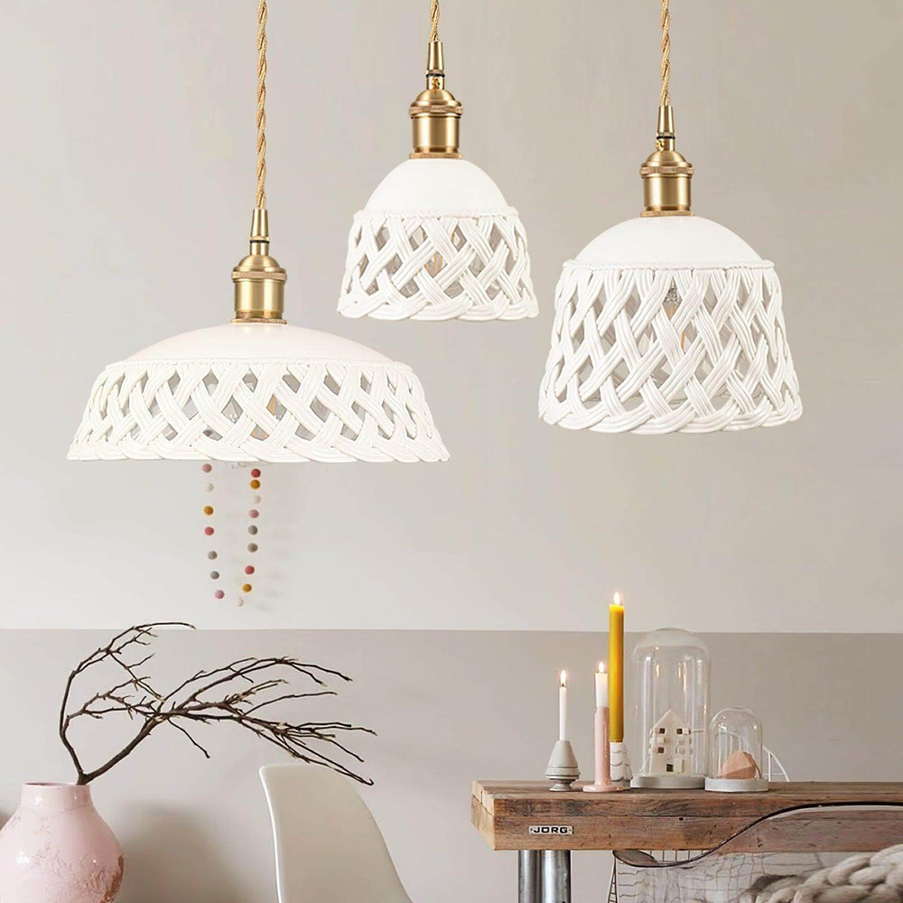 Openwork Ceramic Pendant Lamp | Modern Mini Hanging Light for Bathroom | Vinlighting | Vinlighting