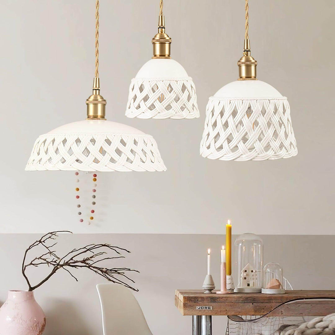 Openwork Ceramic Pendant Lamp | Modern Mini Hanging Light for Bathroom | Vinlighting | Vinlighting