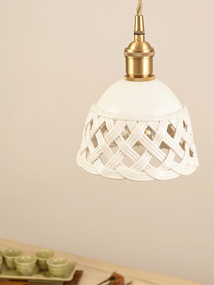 Openwork Ceramic Pendant Lamp | Modern Mini Hanging Light for Bathroom | Vinlighting | Vinlighting