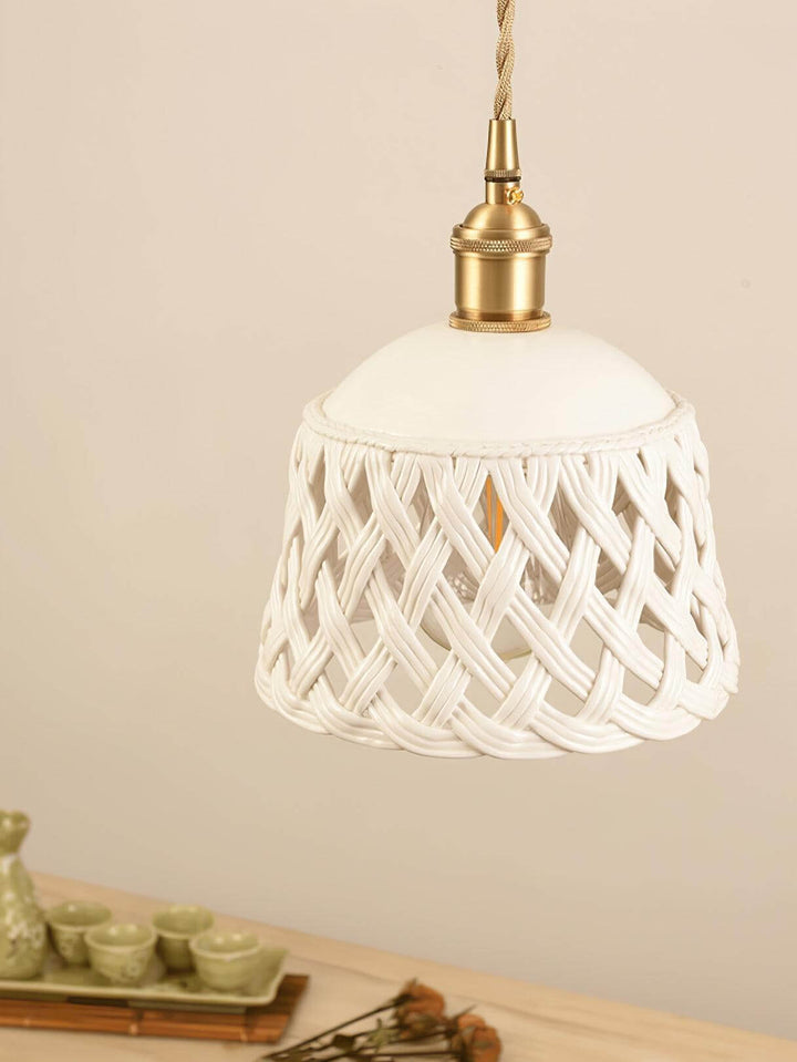 Openwork Ceramic Pendant Lamp | Modern Mini Hanging Light for Bathroom | Vinlighting | Vinlighting