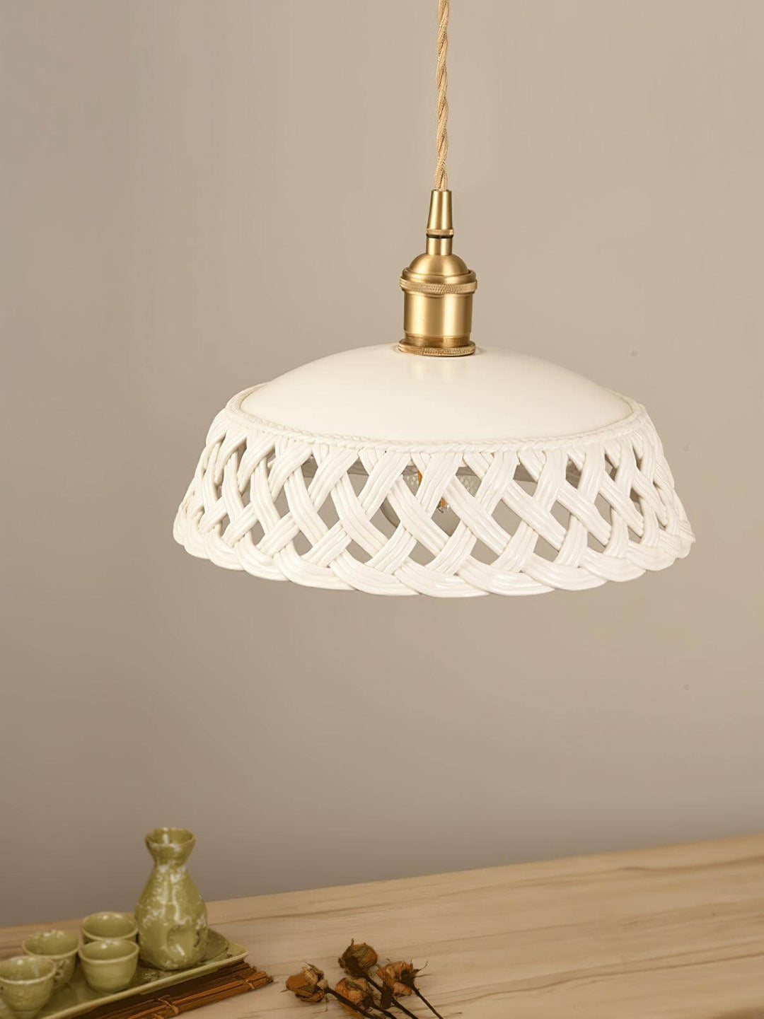 Openwork Ceramic Pendant Lamp | Modern Mini Hanging Light for Bathroom | Vinlighting | Vinlighting
