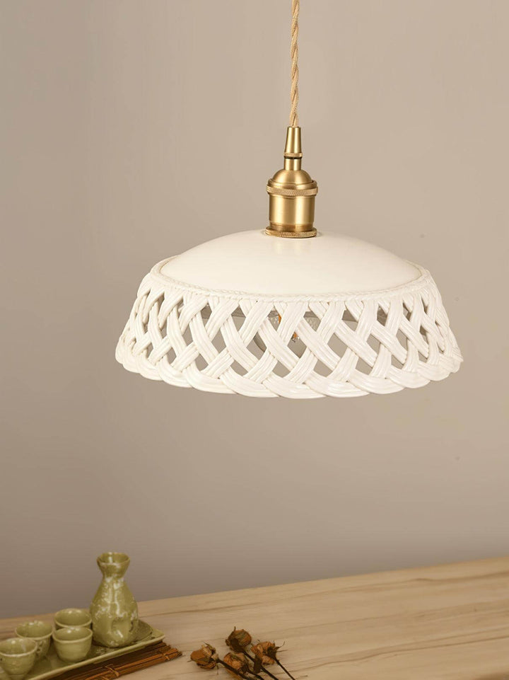 Openwork Ceramic Pendant Lamp | Modern Mini Hanging Light for Bathroom | Vinlighting | Vinlighting