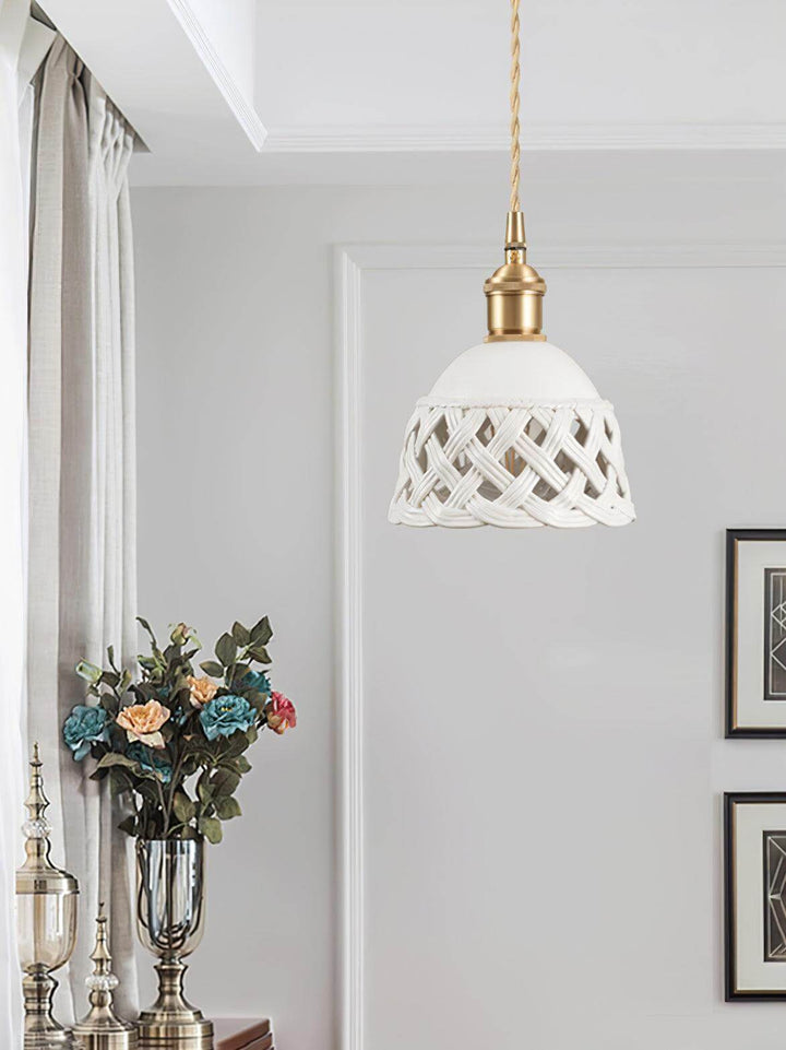 Openwork Ceramic Pendant Lamp | Modern Mini Hanging Light for Bathroom | Vinlighting | Vinlighting