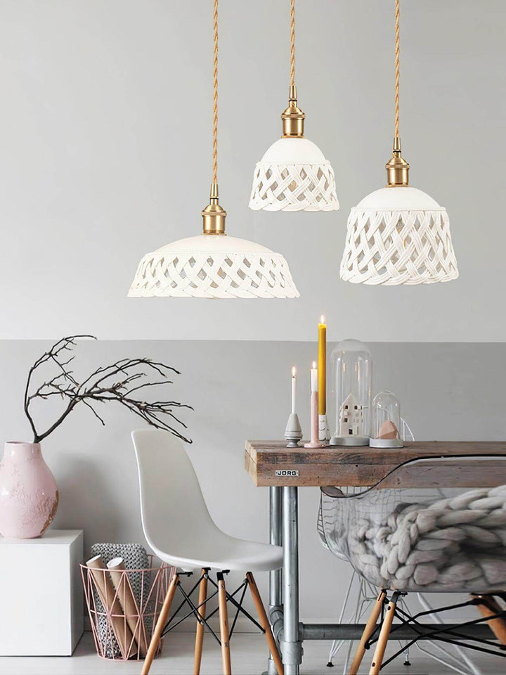 Openwork Ceramic Pendant Lamp | Modern Mini Hanging Light for Bathroom | Vinlighting | Vinlighting