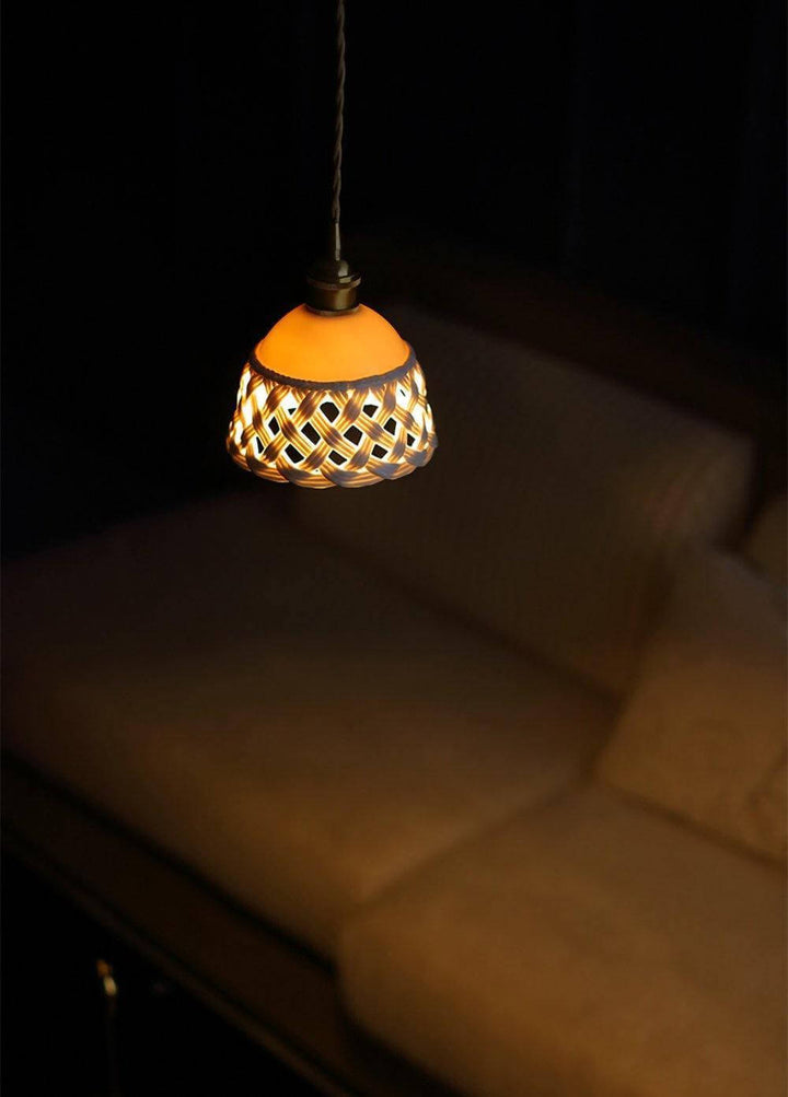 Openwork Ceramic Pendant Lamp | Modern Mini Hanging Light for Bathroom | Vinlighting | Vinlighting