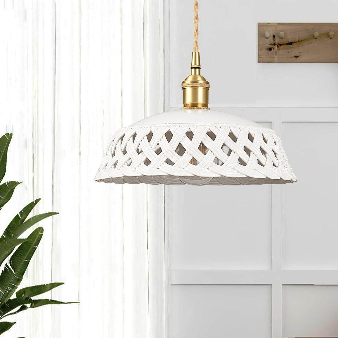 Openwork Ceramic Pendant Lamp | Modern Mini Hanging Light for Bathroom | Vinlighting | Vinlighting