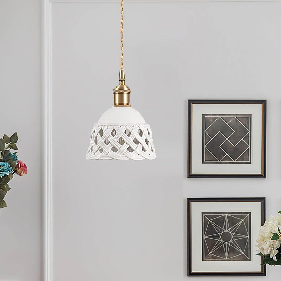 Openwork Ceramic Pendant Lamp | Modern Mini Hanging Light for Bathroom | Vinlighting | Vinlighting