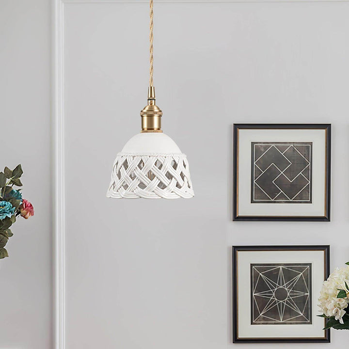 Openwork Ceramic Pendant Lamp | Modern Mini Hanging Light for Bathroom | Vinlighting | Vinlighting