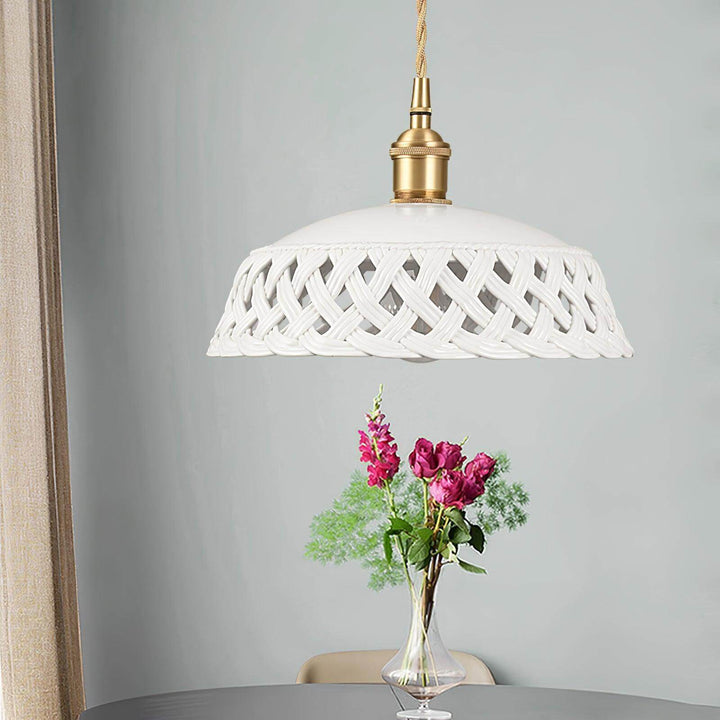 Openwork Ceramic Pendant Lamp | Modern Mini Hanging Light for Bathroom | Vinlighting | Vinlighting