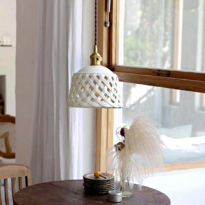 Openwork Ceramic Pendant Lamp | Modern Mini Hanging Light for Bathroom | Vinlighting | Vinlighting