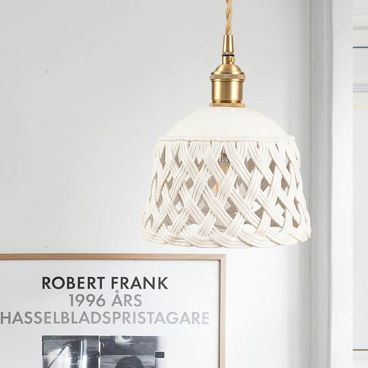 Openwork Ceramic Pendant Lamp | Modern Mini Hanging Light for Bathroom | Vinlighting | Vinlighting