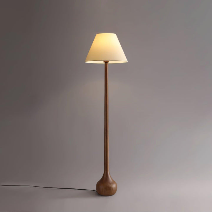 Osaka floor lamp in wooden design, perfect for living room decor, adding rustic charm and warm light.