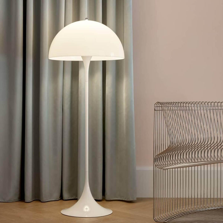 Stylish Panthella floor lamp in white, 50cm diameter, perfect modern floor lamp for living room and elegant decor.