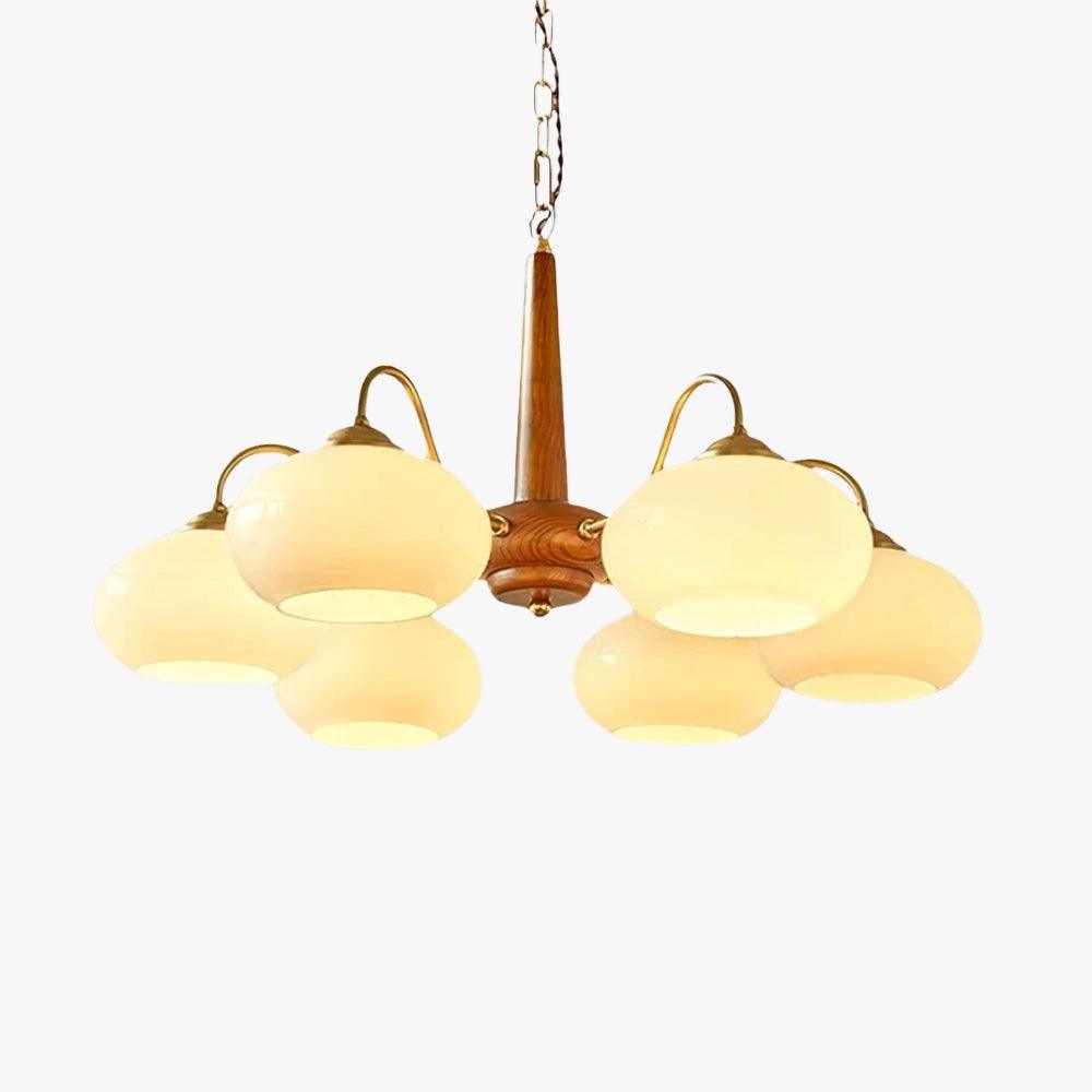 シャンデリア（かまぼこ） Persimmon Chandelier – Vintage Glass Lighting for Dining Room