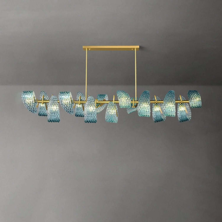 Petal Blue Chandelier – Handcrafted Blue & Gold Glass Lighting Fixture | Vinlighting | Vinlighting