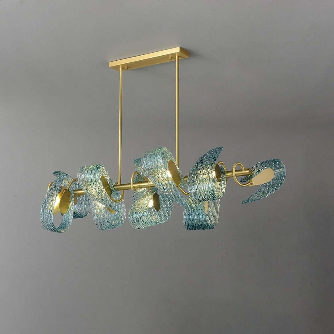 Petal Blue Chandelier – Handcrafted Blue & Gold Glass Lighting Fixture | Vinlighting | Vinlighting