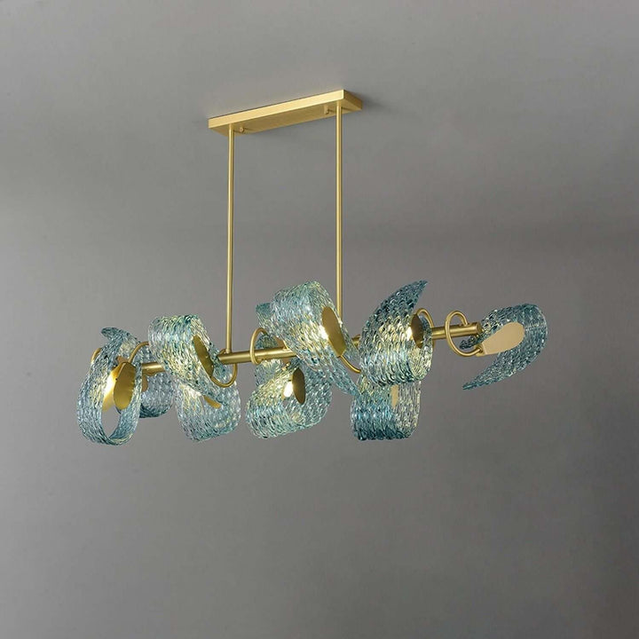 Petal Blue Chandelier – Handcrafted Blue & Gold Glass Lighting Fixture | Vinlighting | Vinlighting