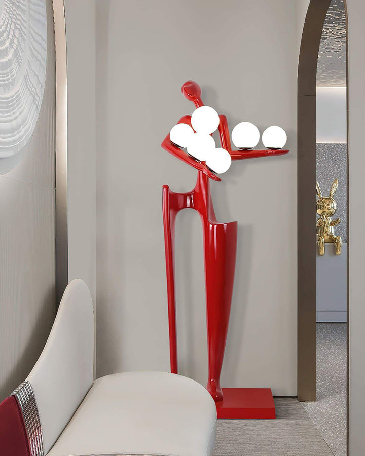 Quoreva Sculptural Floor Lamp in red, a stunning art deco floor lamp perfect for stylish living room lighting.