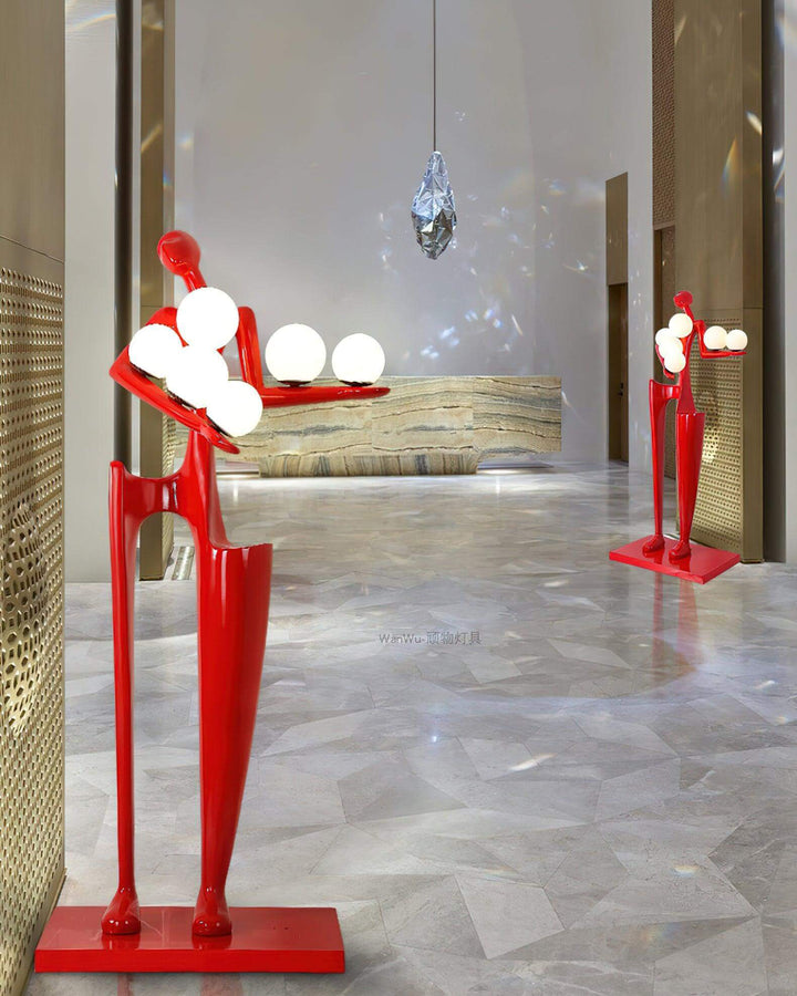 Quoreva Sculptural Floor Lamp in red, a dramatic art deco lamp adding style as floor lights for living room.