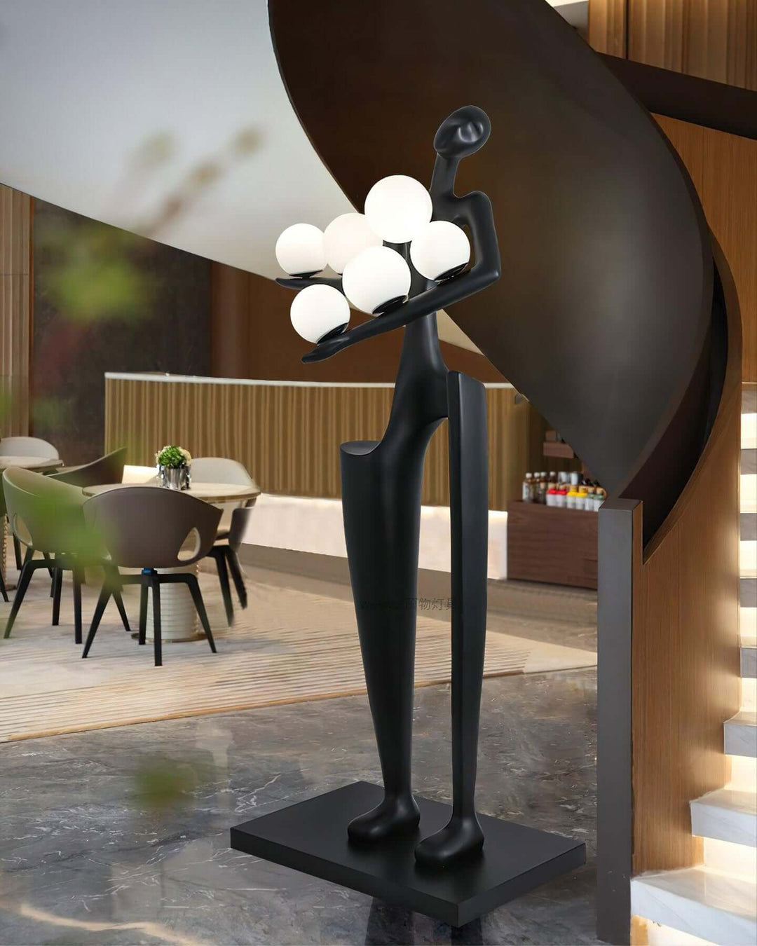 Quoreva sculptural floor lamp featuring an art deco design, perfect floor lights for living room ambiance.