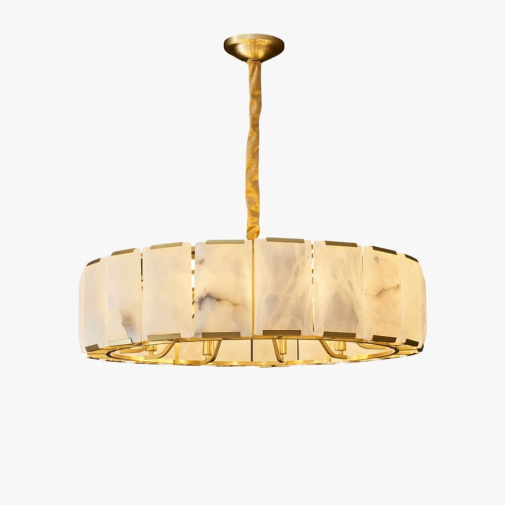 Round Alabaster Chandelier – Elegant Natural Alabaster & Brass Design ...