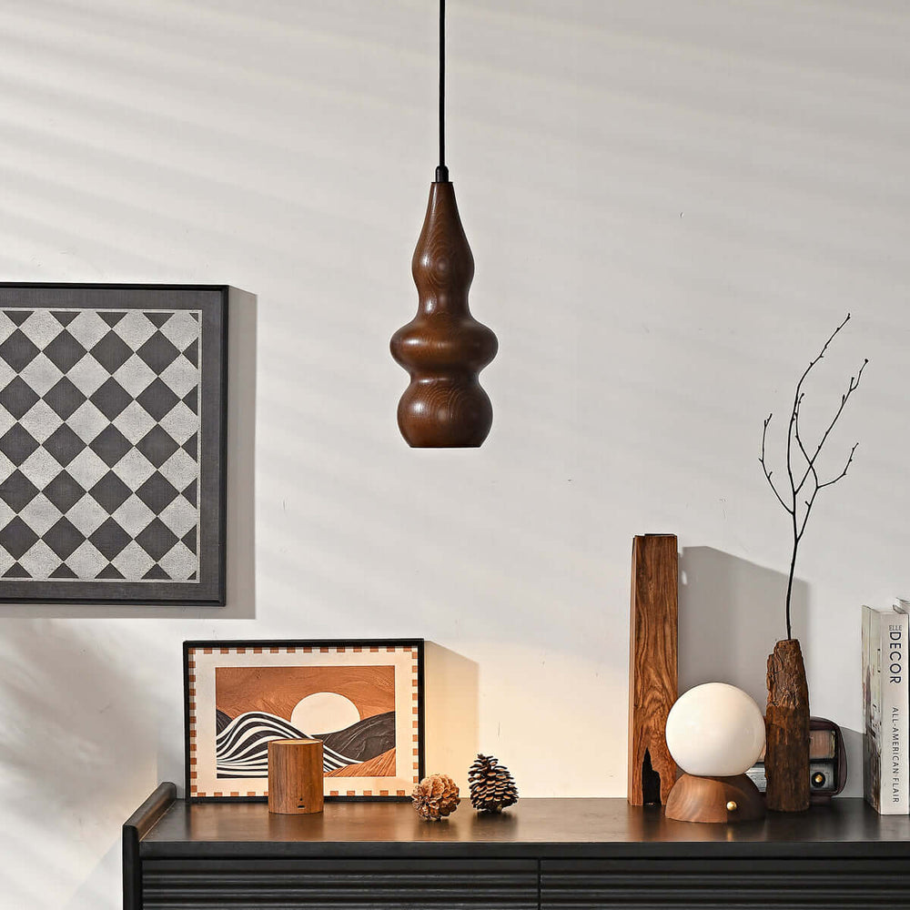 Rustic Japanese Oak Gourd Pendant Light – Natural & Elegant Design | Vinlighting