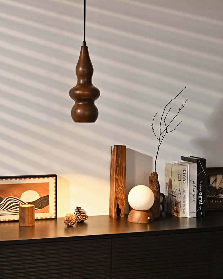 Rustic Japanese Oak Gourd Pendant Light – Natural & Elegant Design | Vinlighting