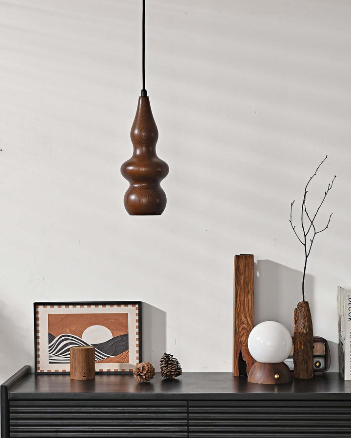 Rustic Japanese Oak Gourd Pendant Light – Natural & Elegant Design | Vinlighting
