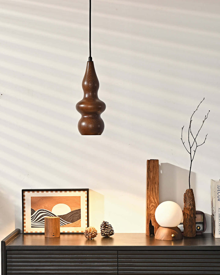 Rustic Japanese Oak Gourd Pendant Light – Natural & Elegant Design | Vinlighting