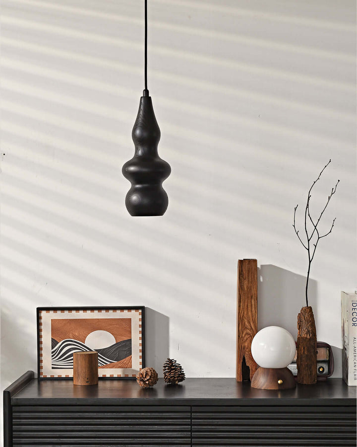 Rustic Japanese Oak Gourd Pendant Light – Natural & Elegant Design | Vinlighting