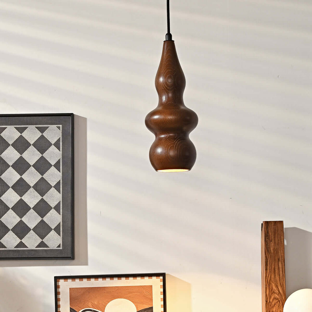 Rustic Japanese Oak Gourd Pendant Light – Natural & Elegant Design | Vinlighting