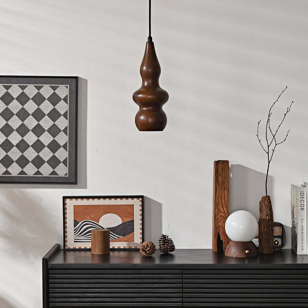Rustic Japanese Oak Gourd Pendant Light – Natural & Elegant Design | Vinlighting
