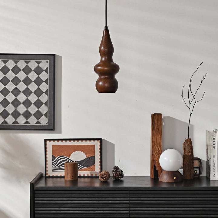 Rustic Japanese Oak Gourd Pendant Light – Natural & Elegant Design | Vinlighting