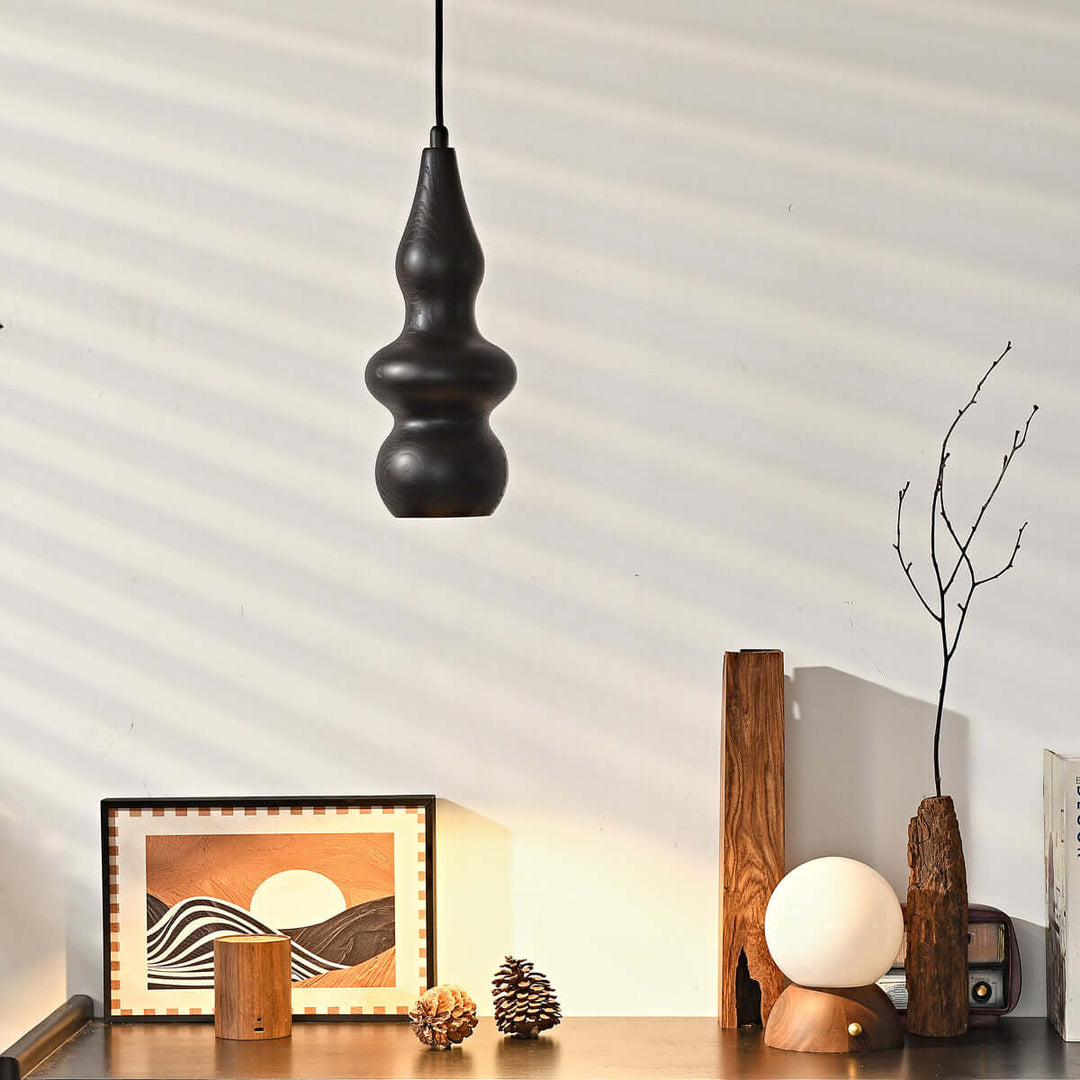 Rustic Japanese Oak Gourd Pendant Light – Natural & Elegant Design | Vinlighting