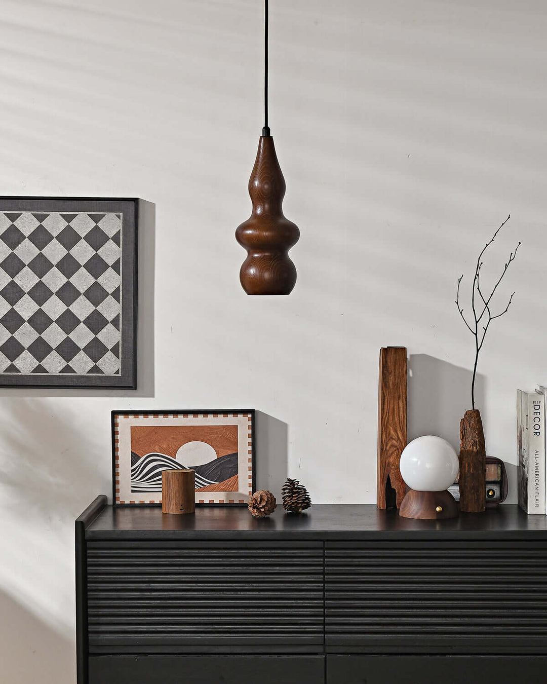 Rustic Japanese Oak Gourd Pendant Light – Natural & Elegant Design | Vinlighting