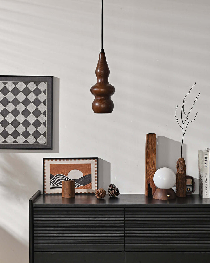 Rustic Japanese Oak Gourd Pendant Light – Natural & Elegant Design | Vinlighting