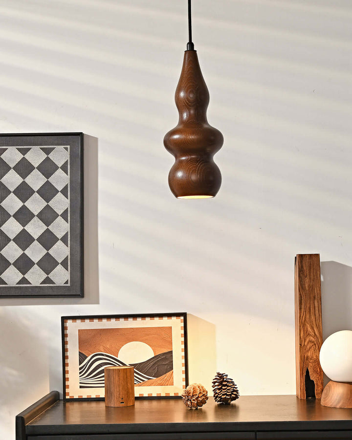 Rustic Japanese Oak Gourd Pendant Light – Natural & Elegant Design | Vinlighting