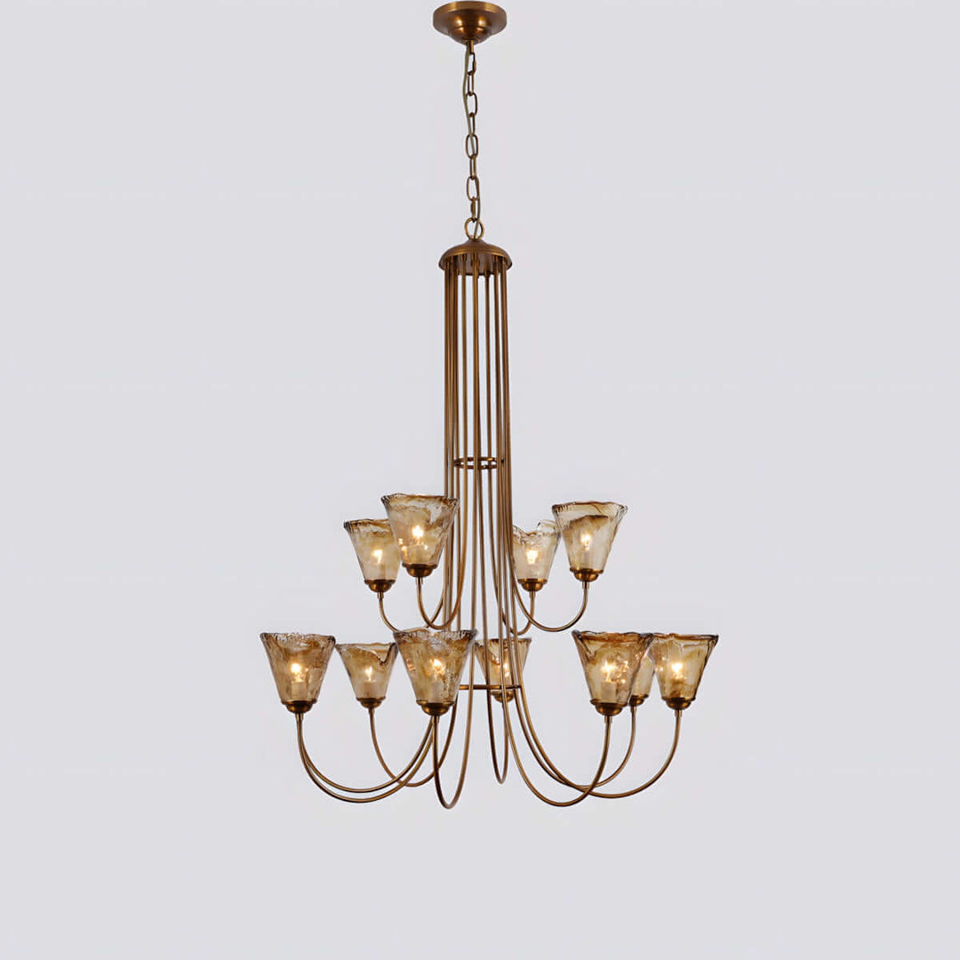 Sivex Chandelier โ French Vintage Amber Glass Light