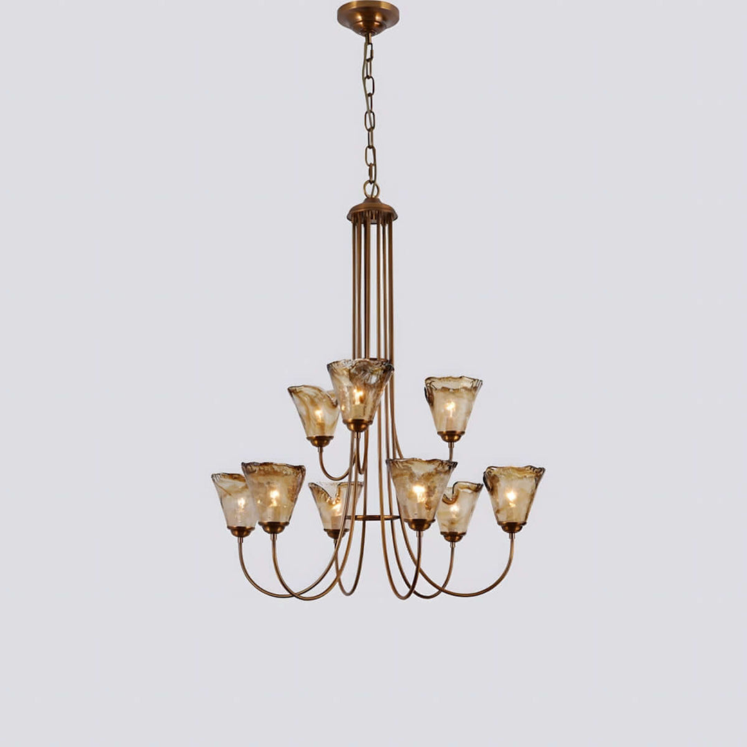 Sivex Chandelier โ French Vintage Amber Glass Light