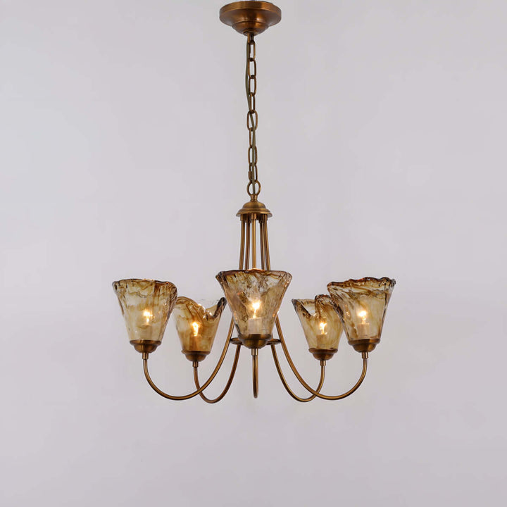 Sivex Chandelier โ French Vintage Amber Glass Light