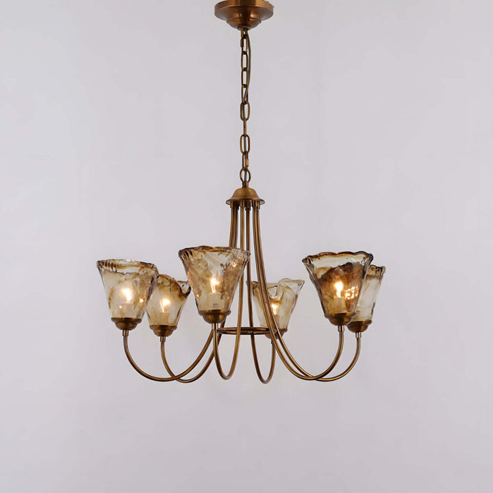 Sivex Chandelier โ French Vintage Amber Glass Light