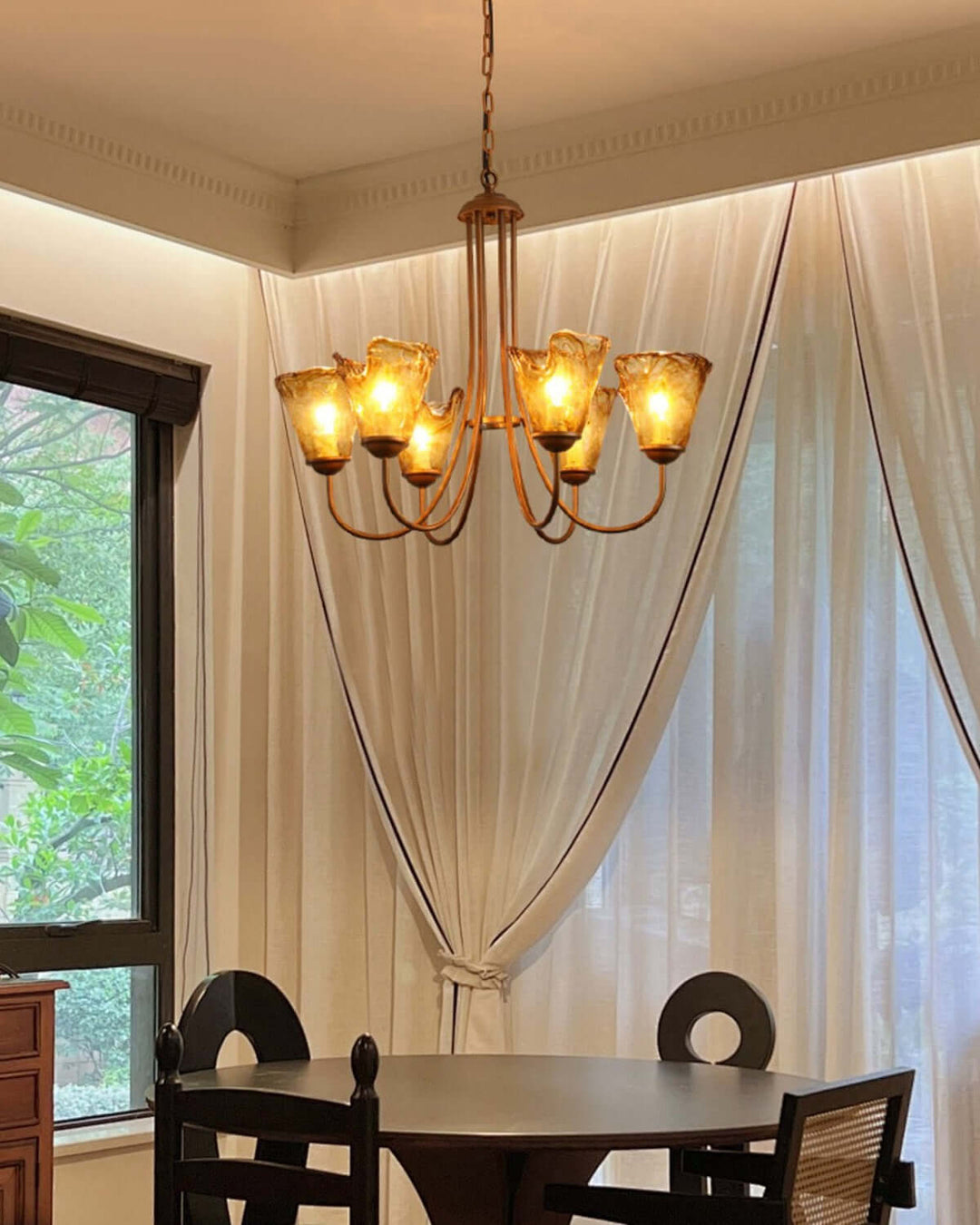 Sivex Chandelier โ French Vintage Amber Glass Light