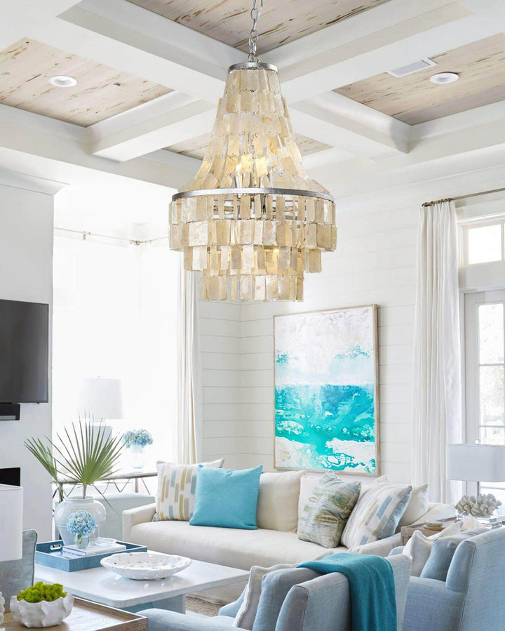 Skye Shell Chandelier | Natural Mother-of-Pearl & Silver Lighting | Vinlighting | Vinlighting