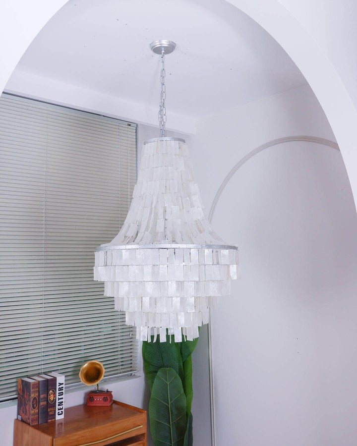 Skye Shell Chandelier | Natural Mother-of-Pearl & Silver Lighting | Vinlighting | Vinlighting
